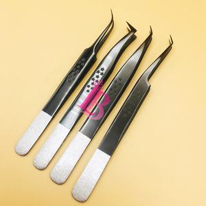 Pinces à cils en vison noir avec logo personnalisé, nouvelles pinces en acier inoxydable pour cils russes en volume, avec texture de pointe lisse - Product Image 5