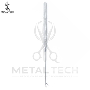 Outil professionnel en acier inoxydable couleur argent pour extensions capillaires, crochet à loquet avec poignée texturée, aiguille de tirage pour micro-anneaux - Product Image 5