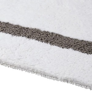 Modern Geometric Cotton <b>Bath</b> <b>Mats</b> Set of 3 Rectangle <b>Non</b>-<b>Slip</b> Machine Washable Tufted Ivory with Gray Border - Product Image 6