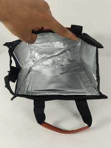 Large Durable Black Insulated <b>Lunch</b> <b>Bag</b> with Silver Thermal Foil Lining Portable Reusable <b>Lunch</b> Cooler <b>Tote</b> with Zipper Closure - Product Image 4