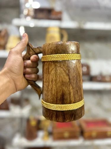 Handcrafted Eco-Friendly Horn Beer <b>Mug</b> Natural Color 400ml Capacity Modern Customizable Logo Wooden Handle <b>Camping</b> CE Certified - Product Image 1