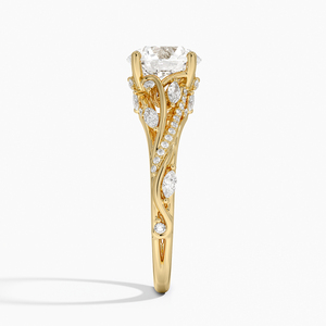 Anillo de compromiso con tres diamantes en forma de racimo de vid botánica - Product Image 2