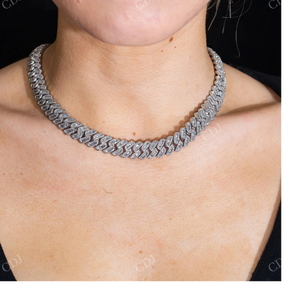 สร้อยคอแบบ Cuban Link ขนาด 10 มม. ยาว 17 นิ้ว เงินแท้ 925 ประดับเพชร Moissanite ทรง Baguette ระดับ VVS พร้อมใบรับรอง GRA ชุบทอง สไตล์ฮิปฮอป สำหรับทั้งชายและหญิง - Product Image 3