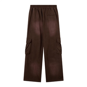 Pantalones Cargo Marrones para Mujer, Corte Holgado, Cintura Media, Cierre con Cordón, Largos, de Algodón, Casuales, Otoñales, Color Sólido, Diseño con Bolsillos - Product Image 2