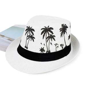 Sombrero de paja con estampado de palmeras para hombres y mujeres, sombrero para el sol de verano, ligero, transpirable, para viajes a la playa, vacaciones, gorra de protección al aire libre - Product Image 5