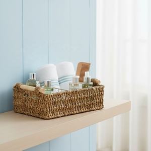 Panier de rangement multifonctionnel de forme rectangulaire moderne, organisateur tissé en fibre végétale écologique pour le désordre et l'usage domestique - Product Image 5