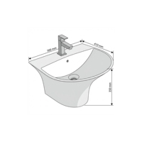 Lavabo mural semi-piedestal en granit Evo Modern pour hôtel, villa, bureau, salle de bain, garantie 5 ans, OSIS PLUS personnalisable