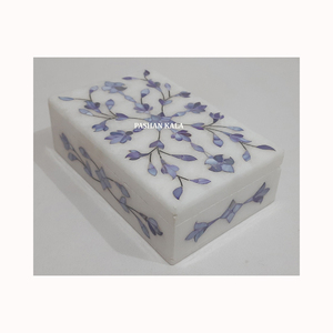 Caja de joyería con Incrustaciones de nácar rosa de mármol blanco con forma de rectángulo, diseño Floral hecho a mano utilizado para embalaje de collares y regalos - Product Image 5