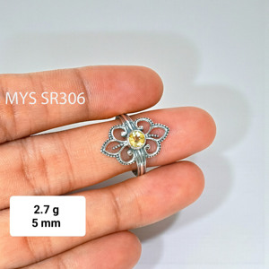 แหวนเงินประดับพลอยทรงเหลี่ยม เงินแท้ 925 แหวนเงินทำมือประดับพลอยซิทรินทรงเหลี่ยม แหวนหมั้นคลาสสิก ราคาขายส่ง - Product Image 2