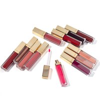 Gloss à lèvres minéral waterproof haute pigmentation, non-collant, 12 teintes, tube carré doré, longue tenue, personnalisable OEM/ODM, rouge à lèvres liquide