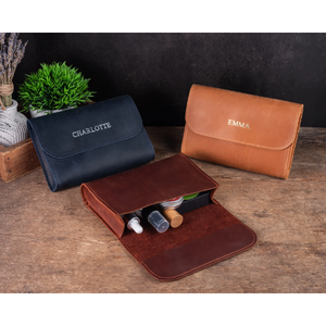 Handmade Vintage Leather Bridal Gift Makeup Bag Customized Cosmetic Travel for <b>Case</b> <b>Medium</b> Capacity Organizer Women - Product Image 4