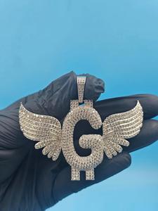 Colgante de Letra con Incrustaciones de Lujo, Plata 925 Chapada en Oro, Joyería Hip Hop Personalizada, Regalo, Certificado IGI - Product Image 6