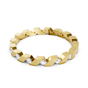 Anillo de Eternidad con Bisel Circular de Oro 9K, Joyería Fina, Anillos Finos con Diamantes Cultivados en Laboratorio, Diseño Escultural, Suministro Directo de Fábrica - Product Image 1