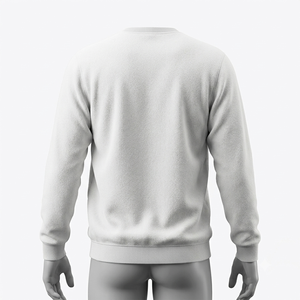 เสื้อสเวตเชิ้ตผู้ชายสีขาว คอกลม แขนยาว ทรงปกติ สไตล์ลำลอง สีพื้น - Product Image 6
