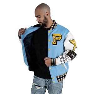 Chaqueta Universitaria de Lana Oem con Logotipo Bordado Personalizado, Chaqueta Universitaria de Béisbol con Mangas de Cuero para Hombre, Chaqueta de Invierno - Product Image 5