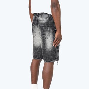 Shorts cargo en toile et denim tricoté surdimensionnés, coupe ample, avec logo personnalisé, de haute qualité, fabriqués en usine pour hommes. - Product Image 2