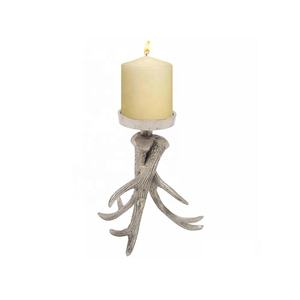 Antler aluminium verre argent fleur Antique Imitation modernisme lourd solide fonte bougeoir décoration de la maison - Product Image 1