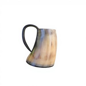 Mug en corne de bœuf de style américain fait main avec couvercle en bambou, compatible lave-vaisselle, écologique, léger, portable, réutilisable, pour anniversaire, bière, nourriture - Product Image 6