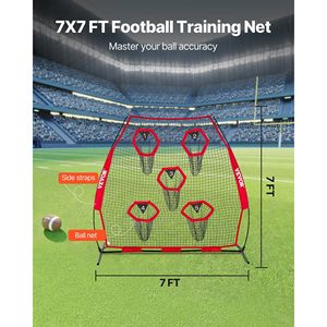 Rete da allenamento per calcio 7x7 piedi, senza nodi, con 5 tasche, comoda per esercitarsi nel lancio, con cinghie - Product Image 3