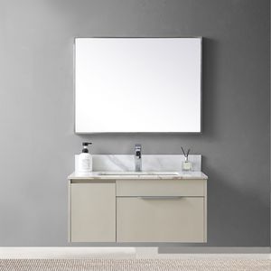 Montary Top per mobile bagno in pietra da 31 pollici Carrara Gold con lavabo in ceramica a incasso, foro singolo per rubinetto e paraschizzi - Mobili bagno singoli - Product Image 4