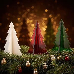 Handmade Collection Modern Resin <b>Christmas</b> Tree <b>Decor</b> Set Miniature Pine Shape Tabletop Indoor <b>Red</b> <b>Green</b> White Durable - Product Image 5