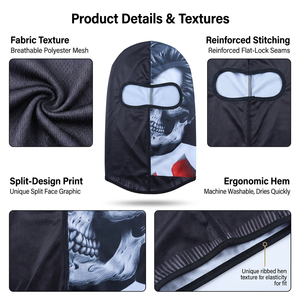 OME Custom Skull Print Balaclava Full Face Stretch Hood Lightweight Sublimation Mask Sports Fishing Breathable Waterproof - Product Image 5