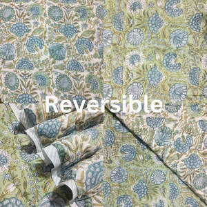 Couverture matelassée en tissu 100% pur coton réversible asperges en gros de qualité supérieure avec housse pour canapé et couette de lit - Product Image 3