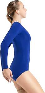 Justaucorps de danse pour filles, vêtements d'entraînement en velours à manches longues, bleu marine, justaucorps de ballet pour enfants, taille élastique pour la gymnastique - Product Image 2