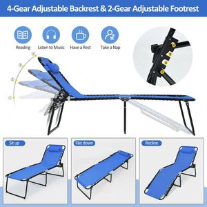 Silla Reclinable Plegable con Respaldo y Reposapiés Ajustables para Uso en la Playa - Product Image 2