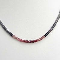 Collar de Cuentas Facetadas Redondas de Zafiro Multicolor Natural de 3 mm del Fabricante, Cuentas de Piedras Preciosas Multicolores a Precio de Mayoreo