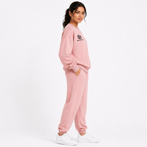 Women Brown Eco-Friendly Polyester/Cotton Pullover Tracksuit Set Oversized <b>Sweatshirt</b> Wide Leg Jogger Pants Front <b>Gym</b> Active - Product Image 4
