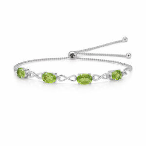 925 Sterling Silver Infinity Peridot <b>Bracelet</b> <b>Gold</b> Plated Adjustable Designer Fashion Jewelry - Product Image 2