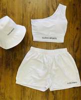 Ensemble de yoga pour femmes CLOVIX SPORTS avec logo personnalisé, soutien-gorge de sport à une épaule, short, 3 pièces, respirant, séchage rapide, tenue de sport, survêtement de fitness