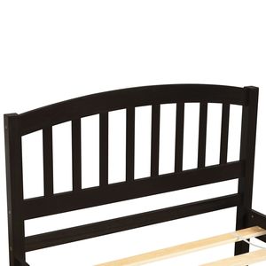 Letto a piattaforma matrimoniale in legno con letto estraibile per cameretta bambini - Espresso - Product Image 6