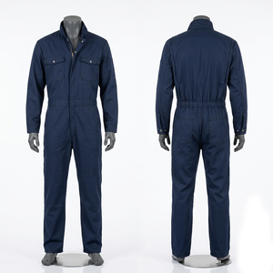 Combinaison de travail pour homme, 245 GSM, polycoton, bleu marine, panneau réfléchissant, vêtements de travail, broderie personnalisée, impression, étiquette tissée - Product Image 6