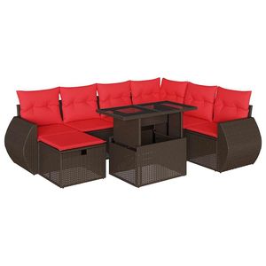 Set divano Patio 8 pezzi con cuscini in Poly Rattan marrone - Product Image 2