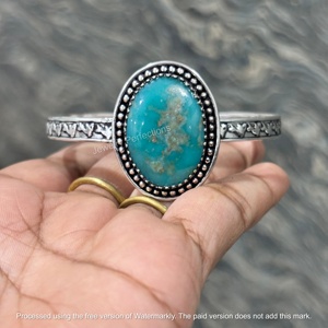 Jewelry Perfections High Quality Trendy Natural Arizona Turquoise 925 Sterling Silver Cuff Bracelet Fine Jewelry Wholesale - Product Image 1