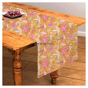 Mid Century Vintage Look 100% Cotton Table <b>Runner</b> Floral Printed Indian Hand Block Home Wedding Decor For Wedding Events Home - Product Image 5