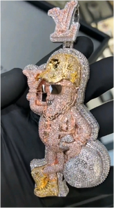 Colgante de Moissanita Iced Out con Certificación IGI, Diseño 3D de Dibujos Animados, Personalizado para Hombre, Estilo Hip Hop, Plata 925, Cadena de Oro VVS, Joyería Fina - Product Image 5