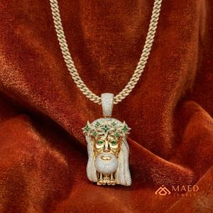 สร้อยคอจี้พระเยซูทรงฮิปฮอปชุบทอง 14K ประดับโมอิสซาไนต์ เครื่องประดับหรูหราสำหรับทุกเพศทุกวัย สไตล์นิวยอร์ก - Product Image 2