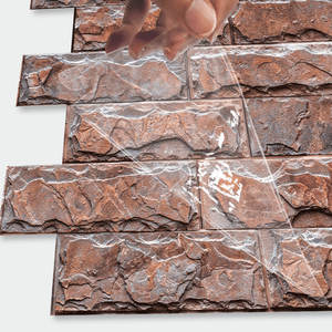 12 pezzi di carta da parati con Stick da parete in roccia rossa impermeabile in PVC, pannelli decorativi da parete, facile manutenzione per la toilette della cucina - Product Image 6