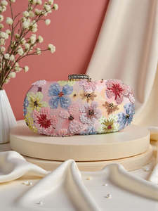Ethnic Printed Embroidered Clutch Bag Women Indian <b>Wedding</b> Party Evening <b>Handbag</b> - Product Image 2