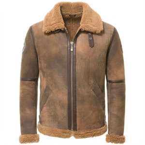 Men <b>Sheepskin</b> Leather <b>Jacket</b> Real Sherpa Style Winter Leather Fashion Shearling <b>Jacket</b> For Boys New Brown Design - Product Image 1