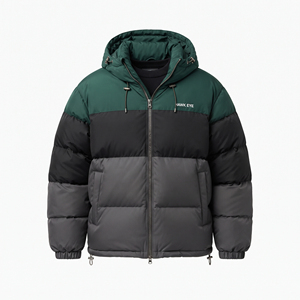 Chaqueta Acolchada con Capucha para Hombre Hawk Eye, Diseño Color Block, Abrigo de Invierno Resistente al Viento, Relleno Grueso de Poliéster - Product Image 3