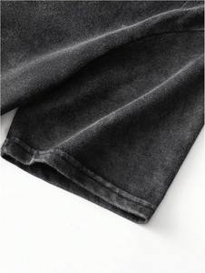 T-shirt respirant de qualité supérieure, délavé à l'acide, style streetwear noir, hip-hop, logo personnalisé, coupe classique, homme, 100% coton tricoté 220g - Product Image 2