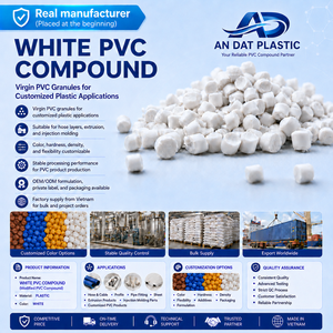เม็ดพลาสติก PVC แบบยืดหยุ่นสำหรับชิ้นส่วนท่อสีขาว พร้อมจัดหาจากโรงงานและรับผลิตแบบ OEM ODM จำนวนมากโดย An Dat Plastic - Product Image 6