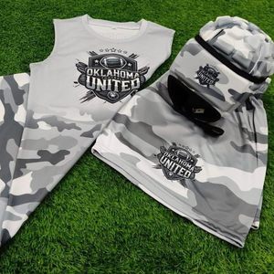 ชุดเสื้อกล้ามและกางเกงขาสั้นลายพรางอเมริกันฟุตบอลโอคลาโฮมา ยูไนเต็ด สำหรับผู้ชาย ช่วยระบายความชื้น เหมาะสำหรับการเล่นกีฬา - Product Image 6