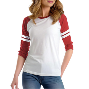 High Quality Women Baseball T Shirts Contrast Color <b>Raglan</b> <b>Top</b> Breathable Sleeve Stripe Clothing Plain Style Ladies Daily Wear - Product Image 6