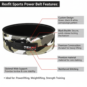 Ceinture de musculation réglable en cuir Rexfit Sports pour l'entraînement de force, boucle robuste, soutien pour les squats - Product Image 2