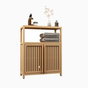 Armadio in Bambù di Grande Capacità con Ripiani per Bagno o Soggiorno - Product Image 4
